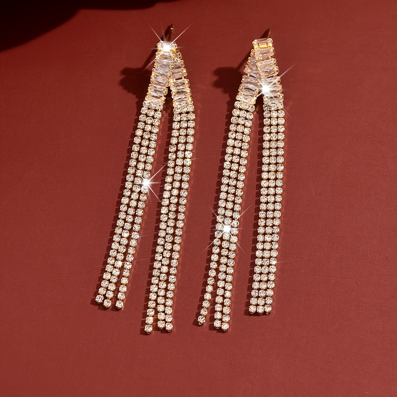 Romantic Synthetic Crystal Rhinestone Bridal Earrings for Women